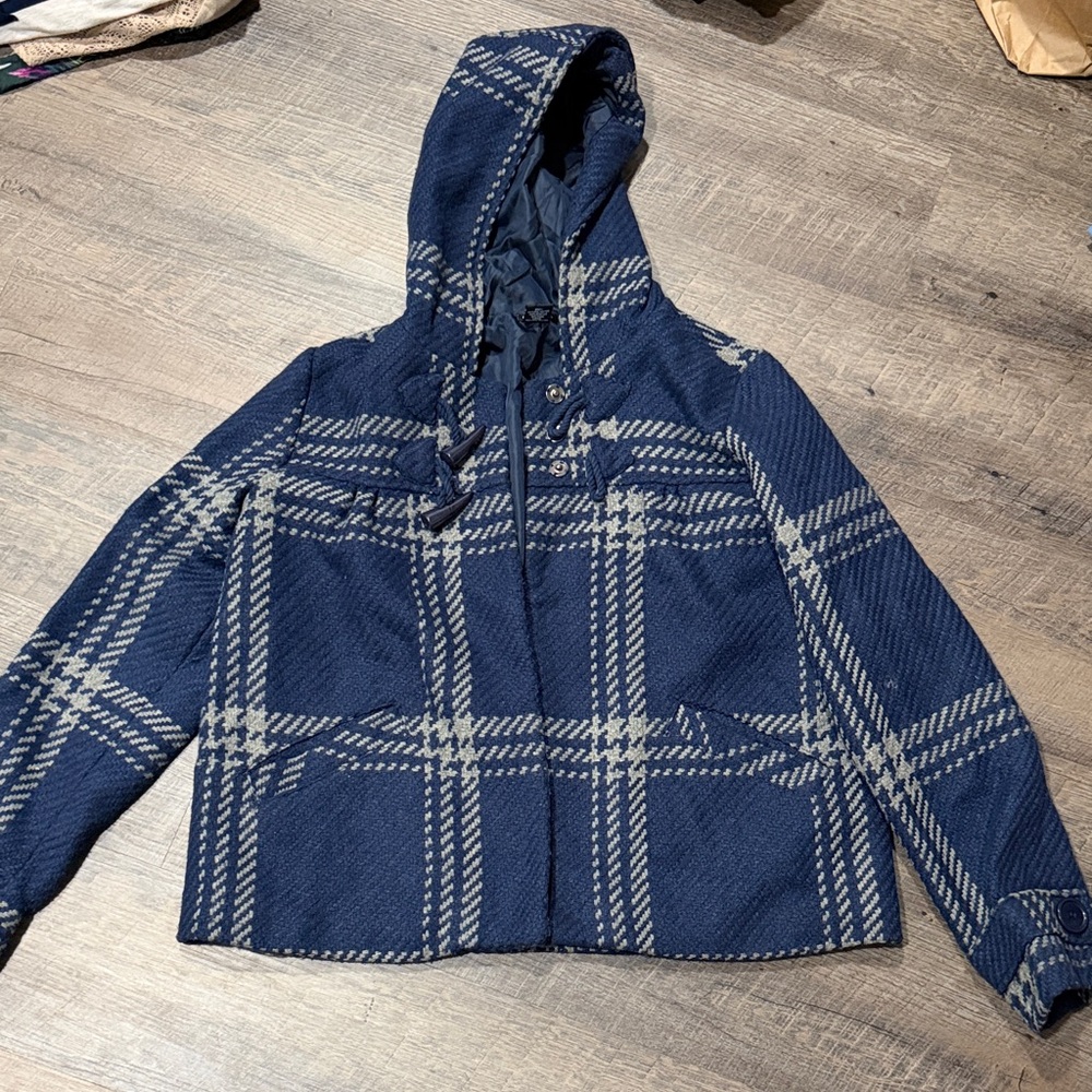Maurices Navy and Gray Plaid Jacket
